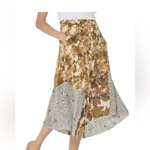 Logo by Lori Goldstein MultiPattern Feminine Asymmetrical PullOn Midi Skirt SZ L